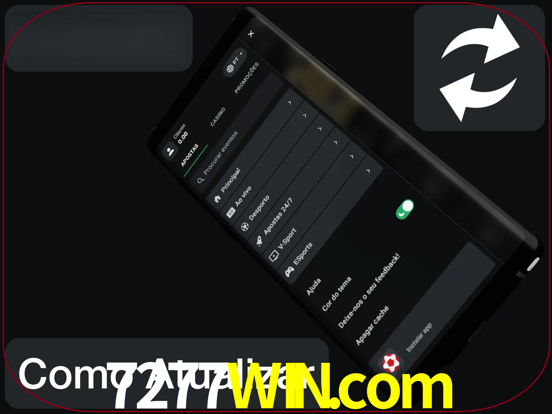 O aplicativo é atualizado automaticamente quando você faz o login.