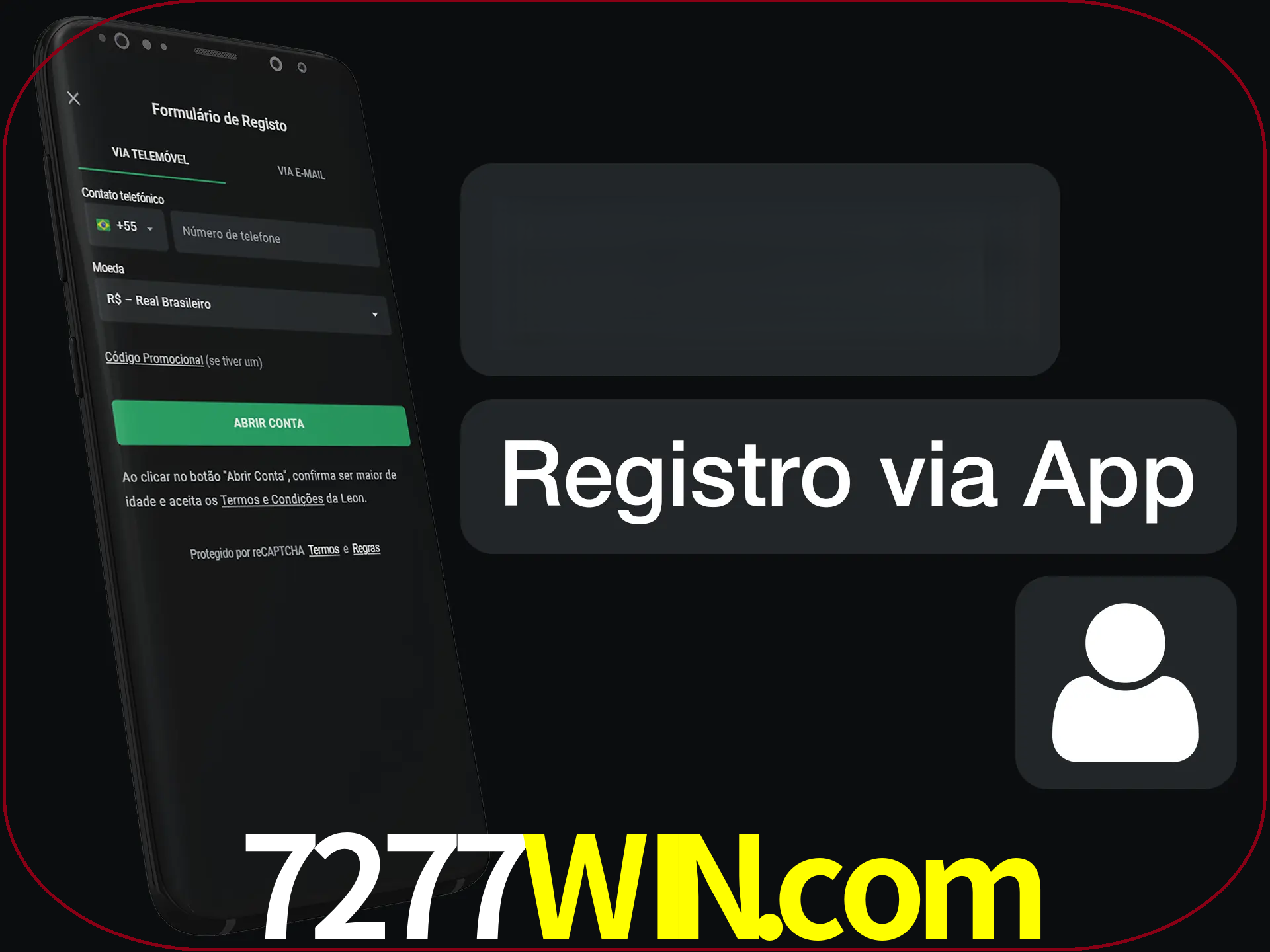 Registre-se com duas etapas usando o aplicativo.