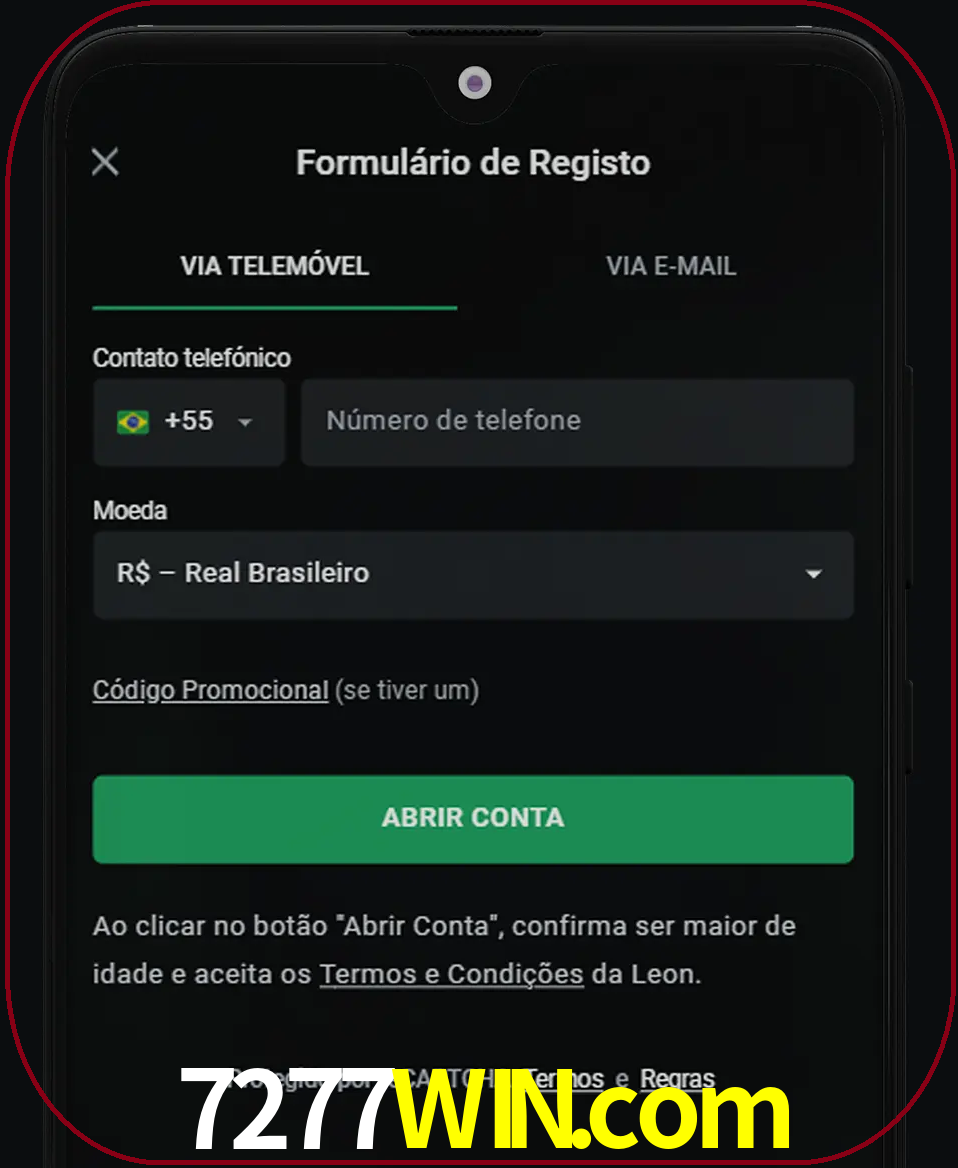 Abra o aplicativo e inicie o processo de registro.
