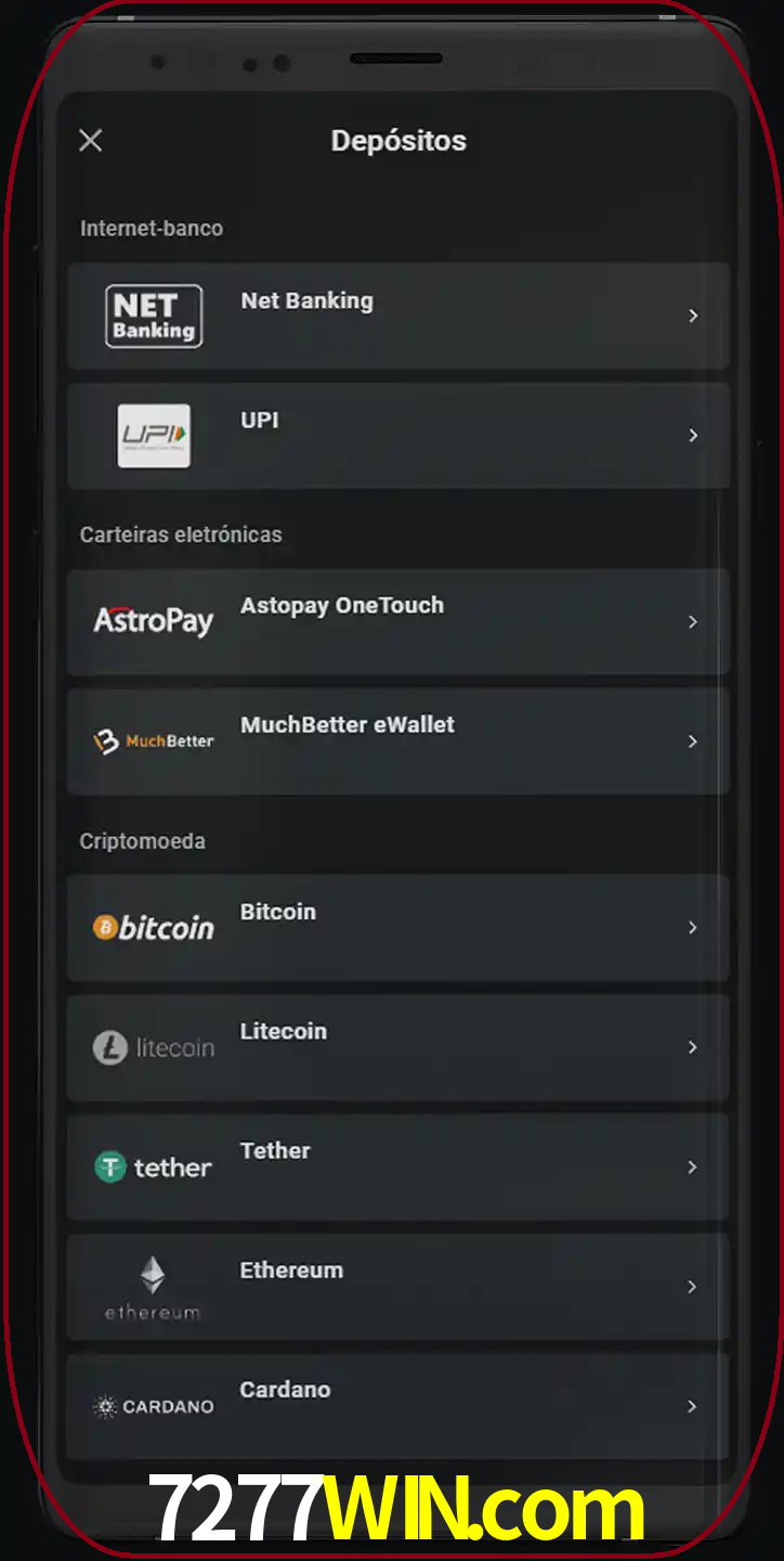 Você pode usar métodos alternativos de depósito.