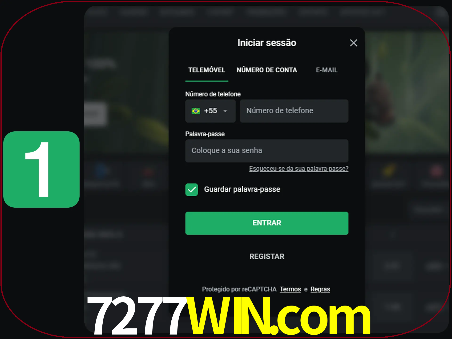 Clique no botão Entrar.
